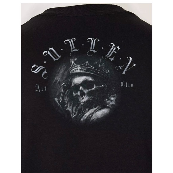 Sullen Men's T-shirt KINGDOM Jet Black Tee Tattoo Skull Premium Quality Artwork - Picture 7 of 8